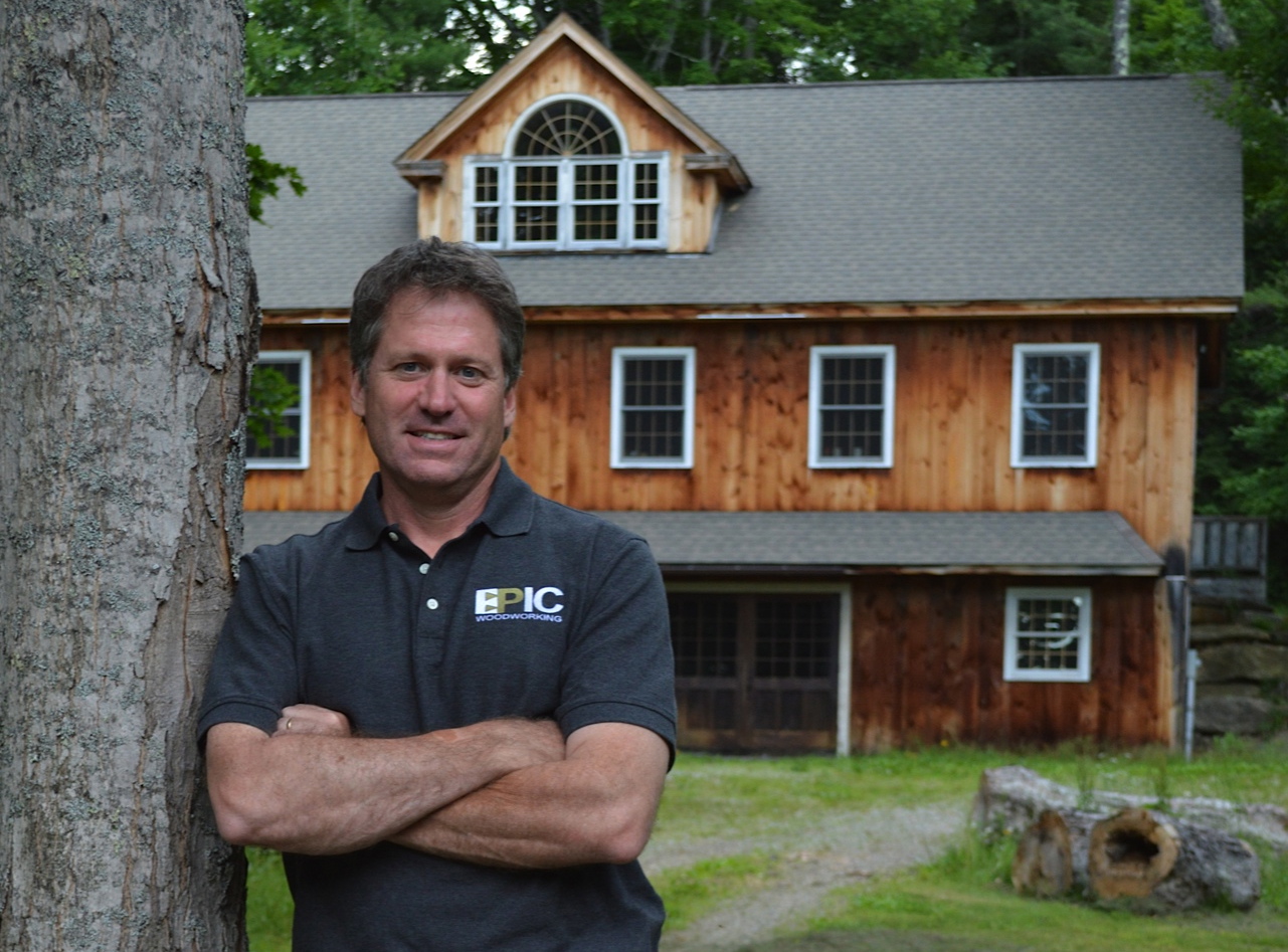 Tom McLaughlin in front of the shop in Canterbury, NH